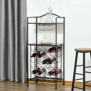 Buy Industrial 30-bottle Wine Rack Barker's Rack Bar Storage with Glass Holders, Rustic Brown
