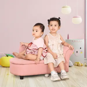 Buy HOMCOM Kids Sofa Toddler Chair Children Armchair Lounge Seater Bed Couch for Bedroom Playroom with Storage Compartment Eucalyptus Wood Pink