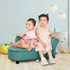 Buy Kids Sofa Toddler Chair Children Armchair Lounge Seater Bed Couch for Bedroom Playroom with Storage Compartment Eucalyptus Wood Light Blue