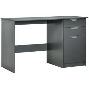 Buy Computer Desk with Drawers, High Gloss Home Office Desk with Storage Cabinet, Study Workstation, 120 x 60cm, Grey