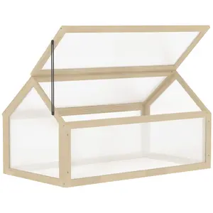Buy Wooden Cold Frame Garden Polycarbonate Greenhouse with Openable Top Cover, Grow House for Flowers, Vegetables, Plants, 90 x 52 x 50cm, Natural