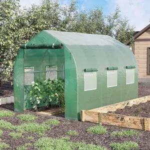 Buy Outsunny Walk in Polytunnel Greenhouse with Windows and Door for Garden, Backyard (3 x 2M)