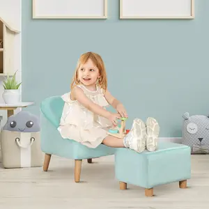 Buy Toddler Chair, 2pcs Kids Sofa Set, Sofa & Ottoman for Bedroom, Playroom, Boys and Girls, 3-5 years old, Blue