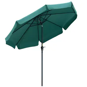 Buy 2.7m Patio Parasol Garden Umbrellas Outdoor Sun Shade Table Umbrella with Tilt, Crank, 8 Ribs, Ruffles, Green