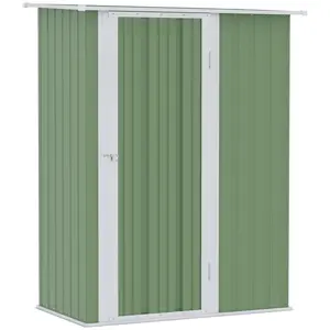 Buy 5ft x 3ft Metal Garden Storage Shed, Outdoor Tool Shed with Sloped Roof, Lockable Door for Tools, Equipment, Light Green
