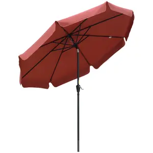 Buy 2.7m Patio Parasol Garden Umbrellas Outdoor Sun Shade Table Umbrella with Tilt, Crank, 8 Ribs, Ruffles, Wine Red