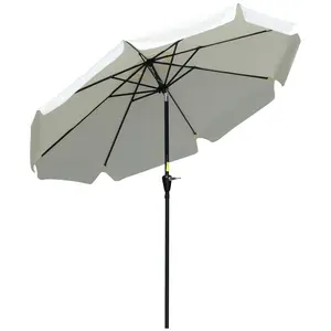 Buy 2.7m Patio Parasol Garden Umbrellas Outdoor Sun Shade Table Umbrella with Tilt, Crank, 8 Ribs, Ruffles, White