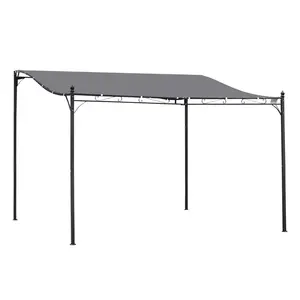 Buy 4 x 3 Meters Canopy Metal Wall Gazebo Awning Garden Marquee Shelter Door Porch - Grey