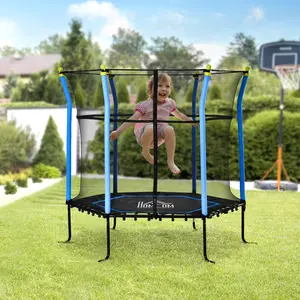 Buy HOMCOM 5.2FT / 63 Inch Kids Trampoline With Enclosure Net Mini Indoor Outdoor Trampolines for Child Toddler Age 3 - 10 Years Blue
