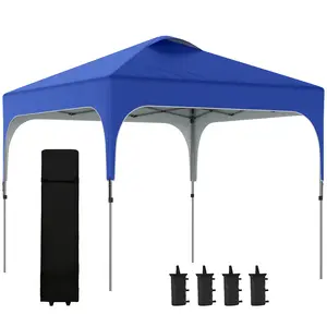 Buy 3 x 3(M) Pop Up Gazebo, UPF 50+ Foldable Canopy Tent with Wheeled Carrybag, 4 Leg Weight Bags, Height Adjustable Marquee Shelter 1 person easy setup for Outdoor Garden Patio Party, Blue