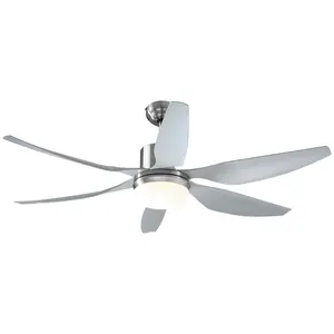 Buy Reversible Ceiling Fan with Light, 6 Blades Indoor Modern Mount LED Lighting Fan with Remote Controller, for Bedroom, Living Room, Silver