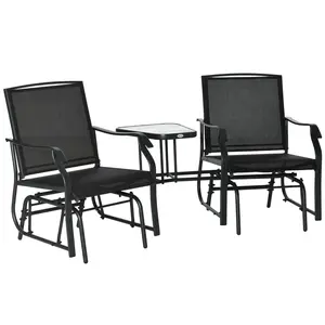 Buy Gliding Jack and Jill Seat, with Glass-Top Table - Black