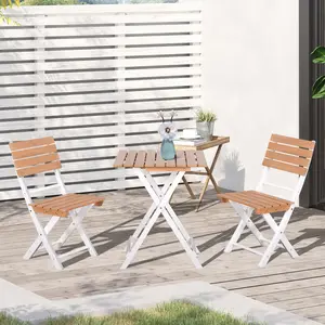 Buy Outsunny 3 Piece Patio Bistro Set, Folding Outdoor Chairs and Table Set, Pine Wood Frame for Poolside Garden, Natural