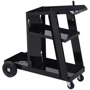 Buy Welding Cart Welder Trolley Garage for Gas Bottles w/ Safety Chain, Wheels, Black