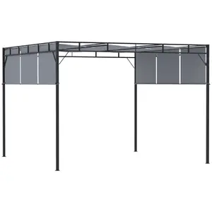 Buy 3 x 3(m) Steel Pergola Gazebo with Retractable Roof, Garden Gazebo Canopy Sun Shade Shelter for Outdoor, Deck, Patio, Dark Grey