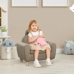 Buy HOMCOM Kids Sofa Toddler Chair Children Armchair for Preschool Bedroom Playroom with Ear Modeling Eucalyptus Wood Brown