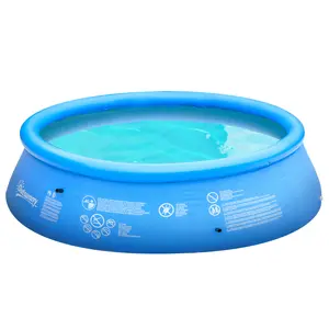 Buy 274cm x 76cm Inflatable Swimming Pool Family-Sized Blow Up Pool Round Paddling Pool with Hand Pump for Adults, Outdoor, Garden and Backyard, Blue
