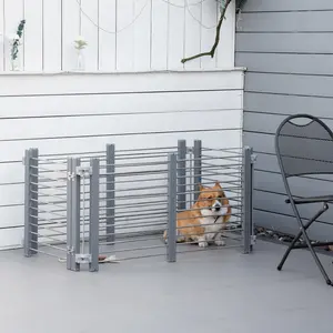Buy PawHut Dog Pen Adjustable Puppy Playpen Foldable Fence Indoor Outdoor Run Enclosure for Small Dogs with Gate Locks 64.5 cm High, Grey