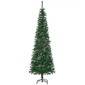 Buy 6.5FT Tall&nbsp;Pencil Slim Artificial Christmas Tree with&nbsp;Realistic&nbsp;Branches, Tip Count and Pine Cones, Pine Needles Tree, Xmas&nbsp;Decoration, Green