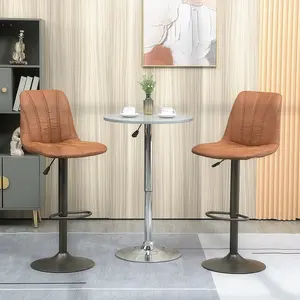 Buy HOMCOM Retro Bar Stools Set of 2, Counter Height Swivel Bar Chairs, Adjustable Kitchen Island Stools with Backrest, Footrest for Home Pub, Brown