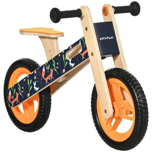 Buy Kids Balance Bike 12 Inch Wooden No Pedal Bicycle with Adjustable Seat EVA Wheels for 3-6 Years Boys Girls, Black, Colour: Black
