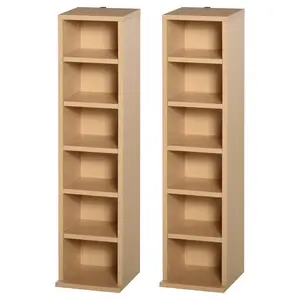 Buy 204 CD Media Display Shelf Unit Set of 2 Blu-Ray Tower Rack w/ Adjustable Shelves Bookcase Storage Organiser, Natural Wood Colour