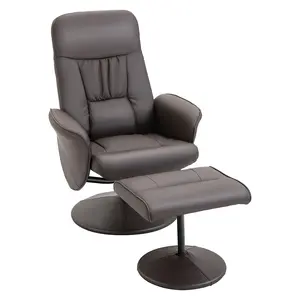Buy Executive Recliner Chair High Back and Footstool Armchair Lounge Seat Brown