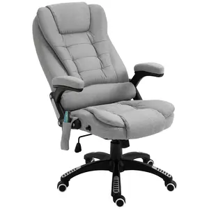 Buy Office Chair, Ergonomic Fabric Desk Chair with 6-Point Massage and Back Heated, Arms, Lumbar Support, Light Grey