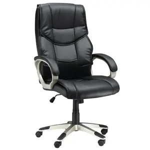 Buy Home Office Chair High Back Computer Desk Chair with Faux Leather Adjustable Height Rocking Function Black