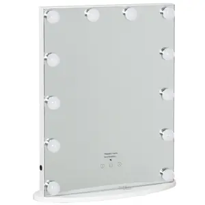 Buy Hollywood Mirror with Lights for Makeup Dressing Table, Lighted Vanity Mirror with 12 Dimmable LED Bulbs and USB Plug in Power Supply, White