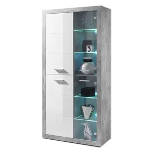 Buy Pietra Tall Display Cabinet in Grey and White Gloss - 2703 - NEW !!