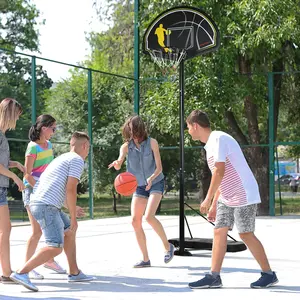 Buy SPORTNOW 2.3-3m Basketball Hoop and Stand with High Strength PE Backboard and Weighted Base, Portable on Wheels