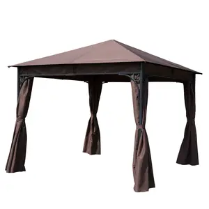 Buy Garden Gazebo, Outdoor Gazebo Canopy Shelter with Curtains and Steel Frame for Lawn, Yard and Deck, Coffee