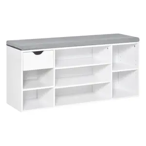 Buy Shoe Storage Bench with Cushion - White
