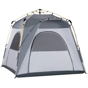 Buy 4 Person Automatic Camping Tent, Outdoor Pop Up Tent, Portable Backpacking Dome Shelter, Light Grey