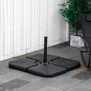 Buy Set of 4 Parasol Base Stand Weights for Banana Hanging Cantilever Umbrella, Water and Sand Filled, Up to 84kg, Black