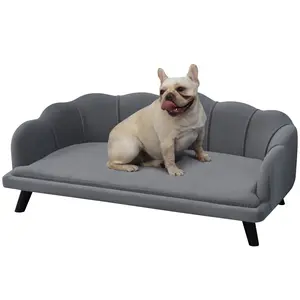 Buy Dog Sofa, Pet Couch Bed for Medium, Large Dogs, with Legs, Cushion - Grey