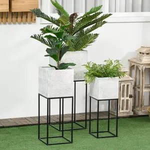 Buy Metal Plant Stand Set of 3 with Legs, Decorative Square Planters with Stands Flower Pot Holders for Living Room, Bedroom