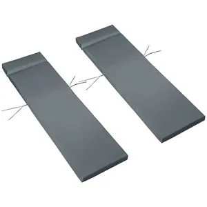 Buy Set of 2 Sun Lounger Cushions, Replacement Cushions for Rattan Furniture with Ties, 196 x 55 cm, Dark Grey