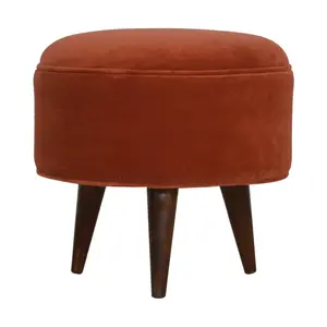 Buy Brick Red Velvet Nordic Style Footstool