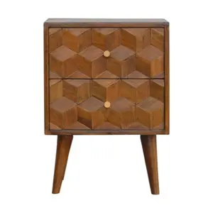 Buy Chestnut Cube Carved Bedside