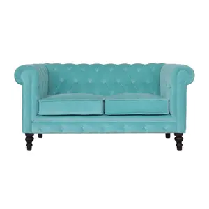 Buy Aqua Velvet Chesterfield Sofa