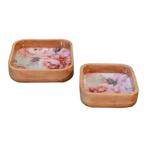 Buy Pink Floral Square Bowl Set of 2