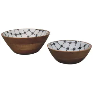Buy Lacquered Black Flower Bowl Set of 2