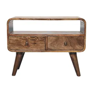 Buy Mini Grey Washed Curved Media Unit