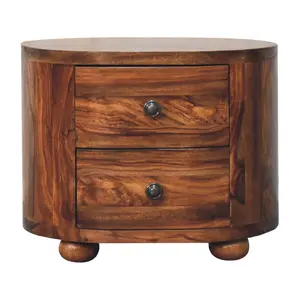 Buy Round Honey Bedside with Bun Feet