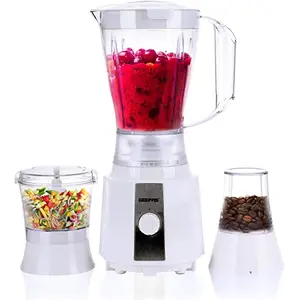 Buy Geepas 3 in 1 Electric Blender, Grinder, Smoothie Maker, Jug Blender 400W | Stainless Steel Blades, Colour: White