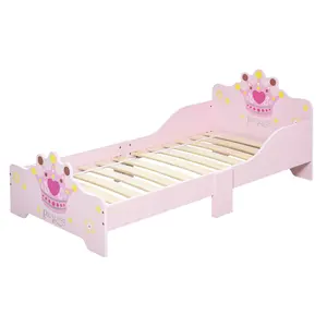 Buy Kids Toddler Bed Princess Crown Theme Safety Side Rails Slats Home Bedroom Furniture Boys Girls 3-6 Yrs Pink 143 x 73 x 60 cm