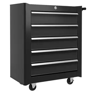 Buy 5-Drawer Tool Chest with Wheels, Steel Lockable Tool Storage Cabinet with Handle, 2 Keys for Garage, Workshop, Black