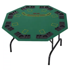 Buy 8 Player Folding Games Poker Table with Chip Cup Holder Steel Base Felt Top Octagon Blackjack Green
